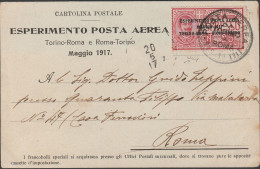 105 - Posta Aerea 20.5.1917 - Cartolina I° Esperimento Di Posta Aerea, Con Annulli Del Volo Di Andata. - Marcofilie (Luchtvaart)