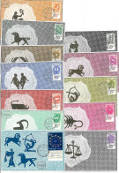 18033 - ISRAEL - Postal History -Set Of 12  MAXIMUM CARD Astrology ZODIAC  1981 - Astrologie