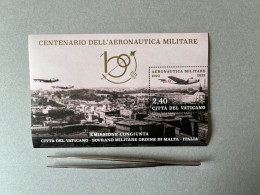 2023 VATICANO FOGLIETTO CENTENARIO AERONAUTICA MILITARE CONGIUNTA ITALIA SMOM - Nuevos