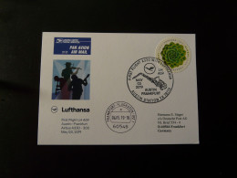 Premier Vol First Flight Austin Texas To Frankfurt Airbus A330 Lufthansa 2019 - Lettres & Documents