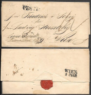 Austria Hungary Pesth Letter Mailed To Wien 1842 W/ Official Habsburg Royal Seal. Budapest - ...-1867 Prephilately