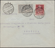 93 - Posta Aerea - Linea Aerea Commerciale Trieste-Venezia Del 1.4.1926, Al Verso Annullo Meccanico Di Arrivo. SPL - Marcophilie (Avions)