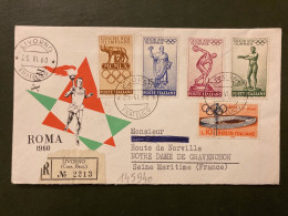 LR ROMA JO XVII OLIMPIADE TP L5 + L15 + L35 + L200 + L10 OBL.25 VI 60 LIVORNO - Sommer 1960: Rom