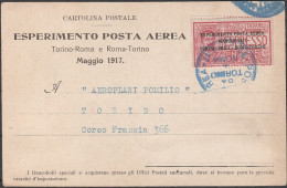 75 - Cartolina I° Esperimento Di Posta Aerea, Volo Torino-Roma Del 22.5.1917, Della Società Pomilio Con Cartina Dell’ It - Marcofilie (Luchtvaart)