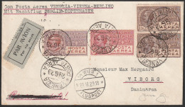 72 - Lettera Di Posta Aerea Del 29.6.29 Diretta A Viborg (Danimarca), Affrancata Con P.a. 50 C. + 80 C. + Coppia Orizzon - Poststempel (Flugzeuge)