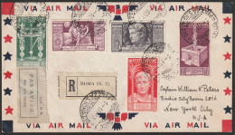 63 - Lettera Di Posta Aerea Raccomandata Del 1.10.1938 Da Roma Per New York, Affrancata Con Augusto L. 5 + L 1 Violetto - Marcofilie (Luchtvaart)