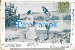 223767 URUGUAY POEM TABARÉ DE ZORRILLA DE SAN MARTIN NATIVE INDIO & WOMAN POSTAL POSTCARD - Uruguay