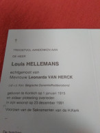 Doodsprentje Louis Hellemans / Kontich 1/1/1915 - 23/12/1991 ( Leonarda Van Herck ) - Religion & Esotérisme