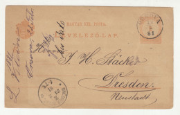 Hungary - Romania - Old Postal Stationery Postcard Posted 1881 Orsova To Dresden B240205 - Postwaardestukken
