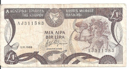 CHYPRE 1 POUND 1989 VF P 53 A - Cyprus