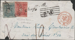 57 - 1860 - Grande Frammento Di Lettera Affrancato Con 20 C. Azzurro Grigio + 40 C. Carminio Scarlatto N. 20b+21a Usati - Toscane