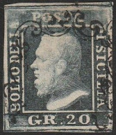 53 - Sicilia 1859 - 20 Gr. Azzurro Grigio Ardesia N. 13. Cert. Cilio. Cat. € 1650,00. SPL - Sicily