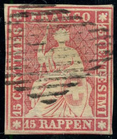 SUISSE - Z 24A 15 RAPPEN ROSE HELVETIA ASSISE - OBLITERE - Used Stamps