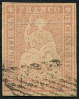 SUISSE - Z 24B 15 RAPPEN CARMIN ROSE HELVETIA ASSISE - OBLITERE - Used Stamps