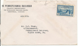 Canada Cover Sent To USA Montreal Single Franked - Lettres & Documents