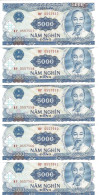 VIET NAM 5000 DONG 1991 UNC P 108 ( 5 Billets ) - Vietnam