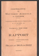 Condom  (32) Rapport  Du Conseil D'administration De La Meunerie Agricole 1921 22  (PPP46280) - Midi-Pyrénées