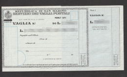 SAN MARINO Modulo Vaglia (money Order) Nuovo V23 Anno 1966 Nuovo - Entiers Postaux
