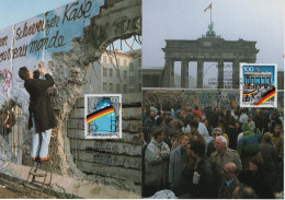 Germany Deutschland 1990 Maximum Cards Jahrestag Der Maueroffnung Mauer, Anniversary Of The Opening Of The Wall, Berlin - 1981-2000
