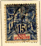 Cote D'Ivoire - (1892-99) -  15  C.Type Groupe   Oblitere - Used Stamps
