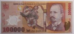 ROMANIA - 100.000 LEI  - 2001 -  XF - P 114 - POLYMER - BANKNOTES - PAPER MONEY - CARTAMONETA - - Roumanie