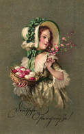 Ostern, Mädchen, Korb Mit Eiern, Verlag Munk Wien, Um 1910 - Ostern