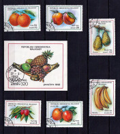 MADAGASCAR 1992 - YT 1053 à 1058 + BF76 Fruits - Oblitérés - Madagascar (1960-...)