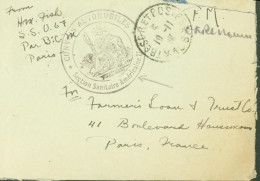 Guerre 14 Cachet Convois Automobiles Section Sanitaire Américaine U 67 CAD Trésor & Postes SP 188 ? 19 11  1917 ? FM - Guerra De 1914-18