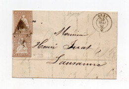 !!! SUISSE, LETTRE D'ORBE DE 1857 POUR LAUSANNE, AFFRANCH SUPERBE - Briefe U. Dokumente
