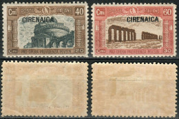 REGNO / COLONIE / CIRENAICA 1927 MILIZIA 1ª SERIE C. 40 + C. 20 / C. 60 + C. 30 NUOVI CON LINGUELLA MLH - SASSONE 38/39 - Cirenaica