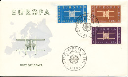 Cyprus Republic FDC 4-11-1963 EUROPA CEPT Complete Set Of 3 With Cachet - 1963