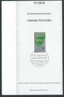 Deutschland, Germany. Germania, Allemagne 1978; Janusz Korczak; FDC Con Foglio Ritagliato. - Andere & Zonder Classificatie