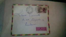 Timbre Congo-Brazzaville  Poste Aérienne Enveloppe  Ayant Voyagée Brazzaville Bacongo  / Toulouse 1963 - Used