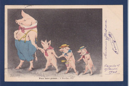 CPA Cochon Pig Position Humaine Satirique Espinasse Circulée PIOT - Varkens