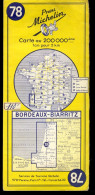 Carte Routière N° 78 Du Pneu Michelin - Bordeaux - Biarritz - 11 X 25 Cm  - 1956 - Cartes Routières