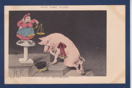 CPA Cochon Pig Position Humaine Satirique Espinasse Non Circulée Marianne République - Cerdos