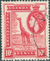 UGANDA, KENIA, TANGANIKA, AFRICA ORIENTALE BRITANNICA, FAUNA, GIRAFFA, 1954, FRANCOBOLLI USATI Scott:EA 104, Yt:EA 91 - Kenya, Ouganda & Tanganyika