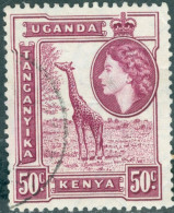 UGANDA, KENIA, TANGANIKA, AFRICA ORIENTALE BRITANNICA, FAUNA, GIRAFFA, 1954, FRANCOBOLLI USATI Scott:EA 110, Yt:EA 94 - Kenya, Oeganda & Tanganyika