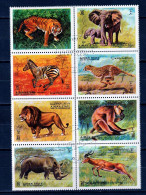 Ajman - 4502/ N°1304/1311  Animals Tigre  Elephant  Zebre  Lion Gibbon Rhinoceros - Ajman