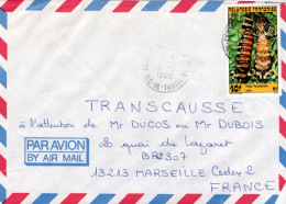 POLYNESIE SEUL SUR LETTRE POUR LA FRANCE 1988 - Lettres & Documents