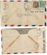 USA To Italy Censored AirmailCV NY 25jul1941 Nicely Franked With Famous Americans HV Remington C10 + Prexie C20 - 1c. 1918-1940 Briefe U. Dokumente