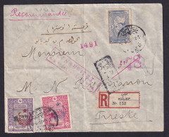 TURKEY - Letter Sent By Registered Mail From Halep To Trieste. On Reverse Transit Cancel And Marking Of Cens... / 2 Scan - Autres & Non Classés