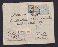 GREECE - Letter Sent By Registered Mail From Athenes To Trieste 02.05.1928. Via Beograd And Bologne. Trace Of.. / 2 Scan - Covers & Documents