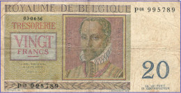 BELGIE - 20 FRANK - 03-04-1956 - Nr P08 995789 - ROLAND DE LASSUS & PHILIPPUS DE MONTE - Otros & Sin Clasificación