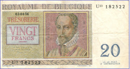 BELGIE - 20 FRANK - 03-04-1956 - Nr U10 182522 - ROLAND DE LASSUS & PHILIPPUS DE MONTE - Other & Unclassified