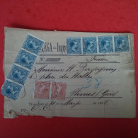 LETTRE DEVANT ITALIE POUR NIMES TIMBRE 2 BANDE DE QUATRE 25C 1898 - Poststempel