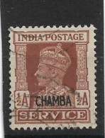 INDIA - CHAMBA 1940 - 1943 ½a OFFICIAL SG O73 FINE USED Cat £6 - Chamba