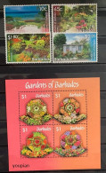 Barbados 2014, Gardens Of Barbados, MNH S/S And Stamps Set - Barbados (1966-...)