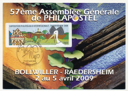 FRANCE - Carte Commémorative 57ème Assemblée Générale De Philapostel - Raedersheim 2/5 Avril 2009 - Etiquette ATM - 2010-... Geïllustreerde Frankeervignetten