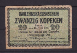 LITHUANIA (GERMAN OCCUPATION) -  1916 20 Kopeken Circulated Banknote - Lituania